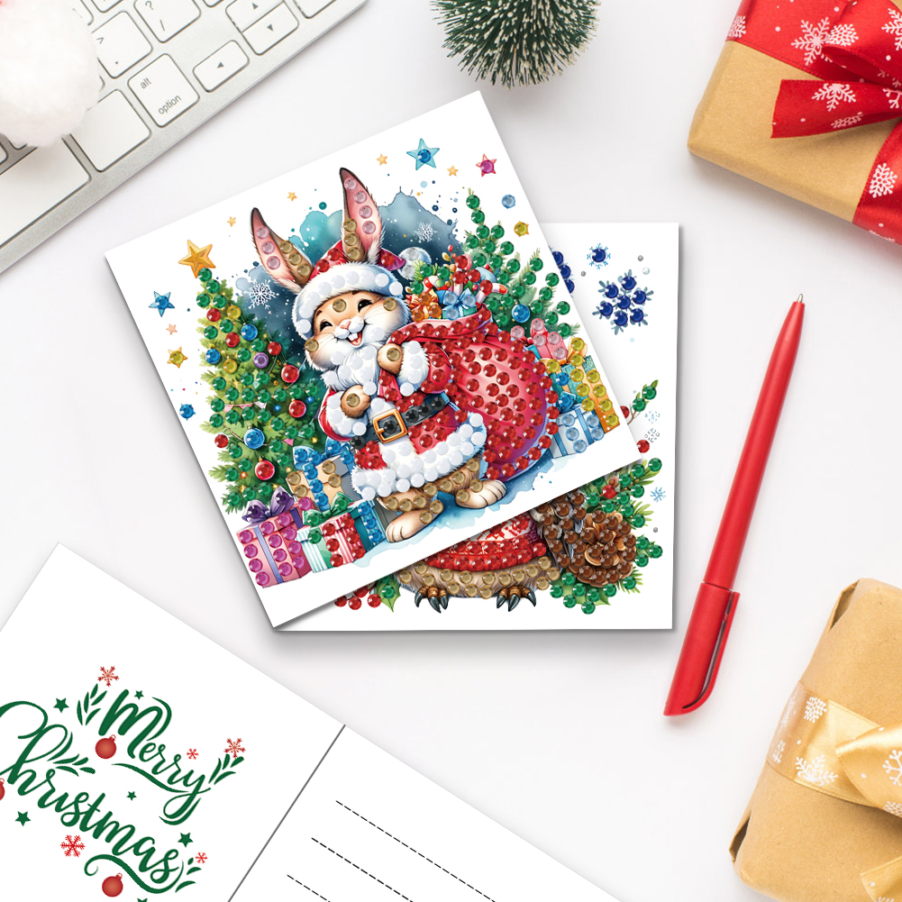 (Limited Stock)6Pcs DIY Diamond Painting Greeting Card - Merry Christmas