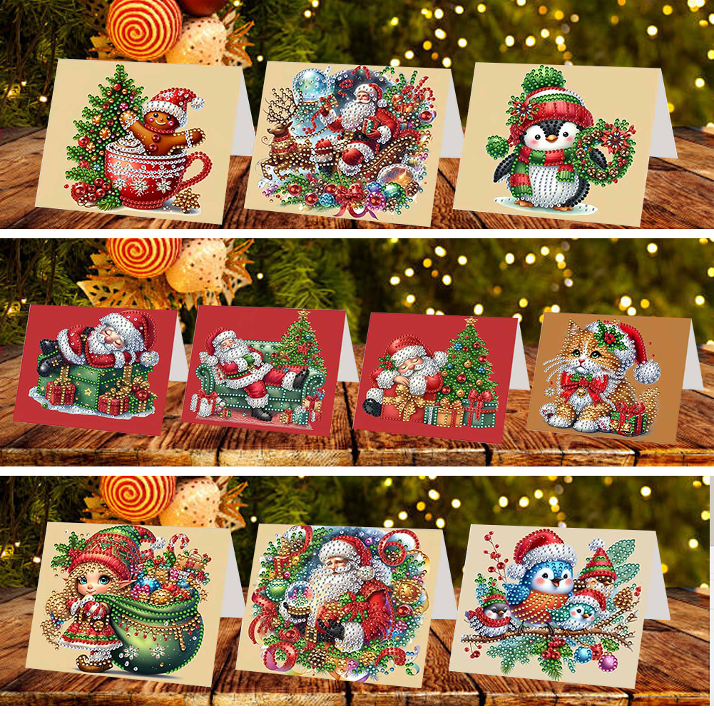 10Pcs DIY Diamond Painting Greeting Card - Christmas