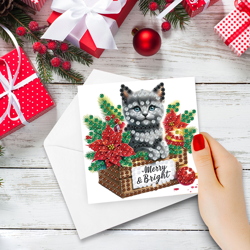(Limited Stock)6Pcs DIY Diamond Painting Greeting Card - Merry Christmas