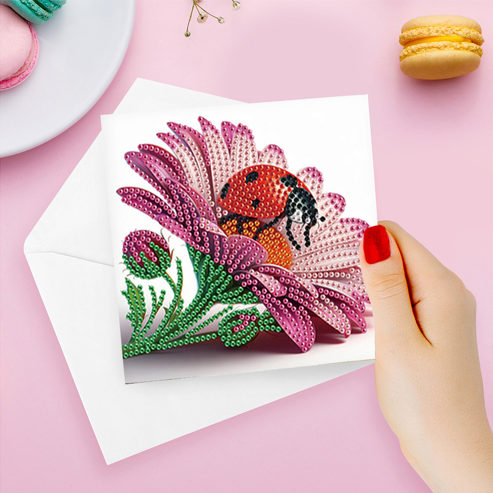 6Pcs DIY Diamond Painting Greeting Card - Ladybug