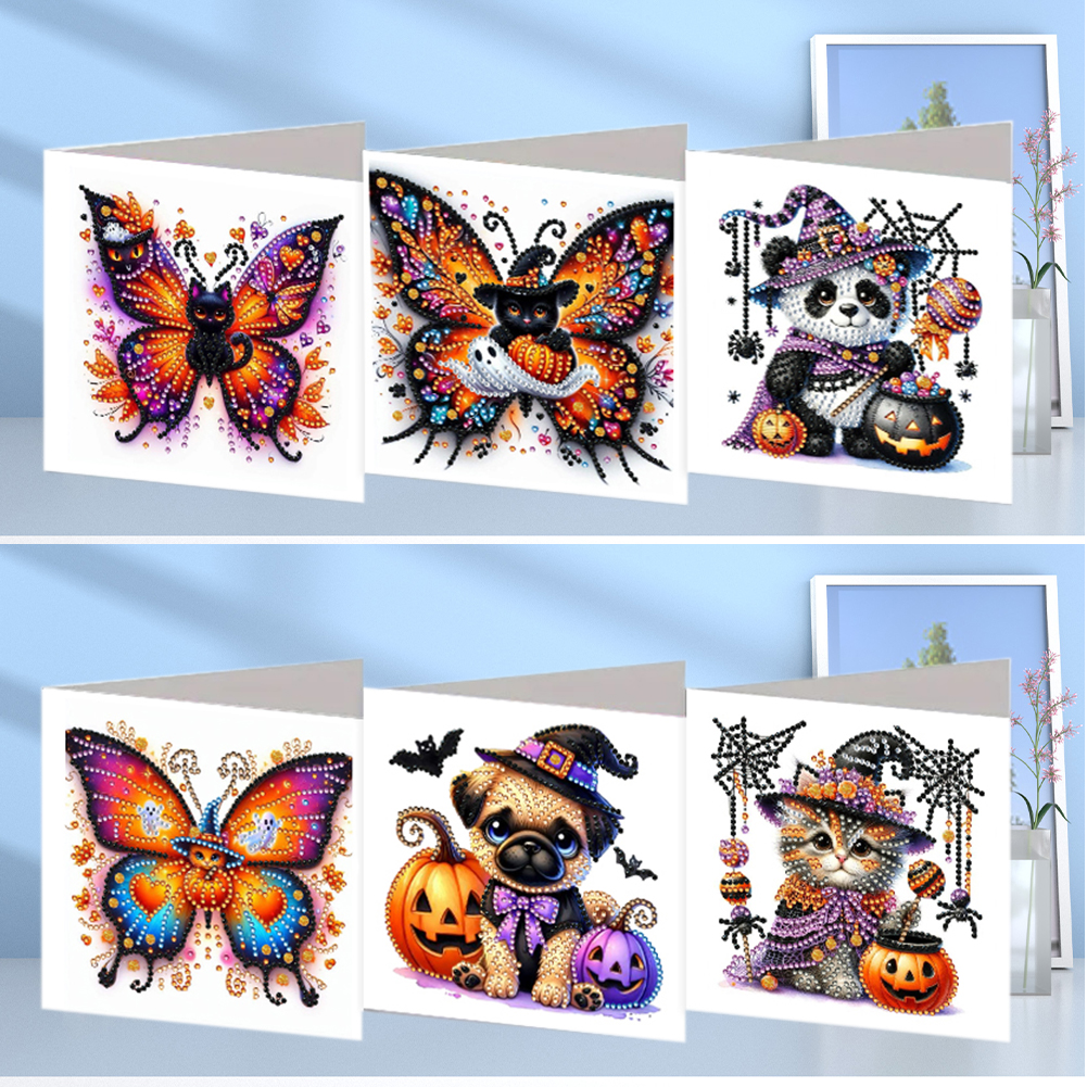 6Pcs DIY Diamond Painting Greeting Card - Halloween