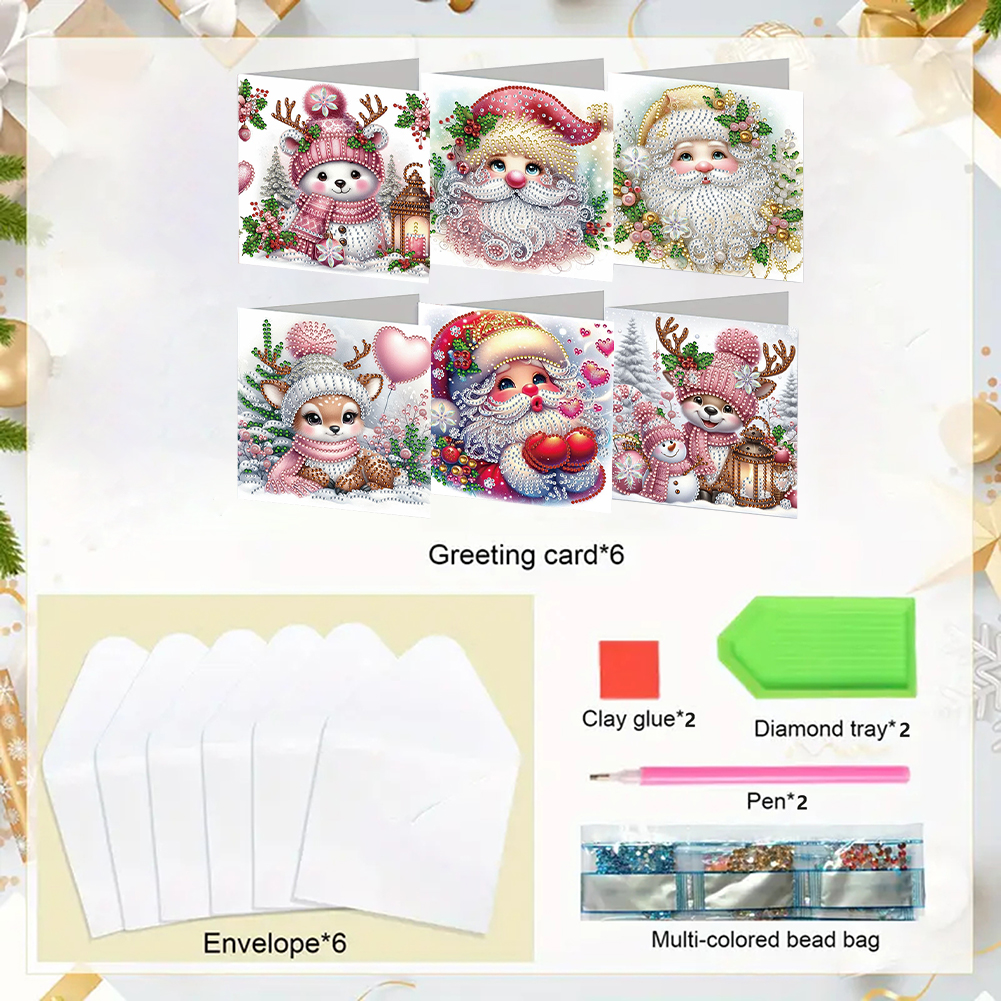 6Pcs DIY Diamond Painting Greeting Card - Christmas
