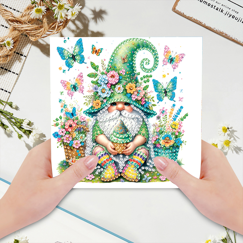 6Pcs DIY Diamond Painting Greeting Card - Gnome