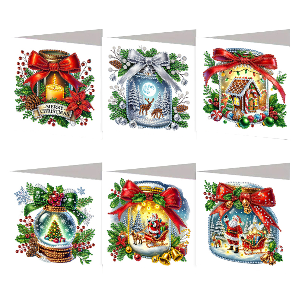 6Pcs DIY Diamond Painting Greeting Card - Merry Christmas