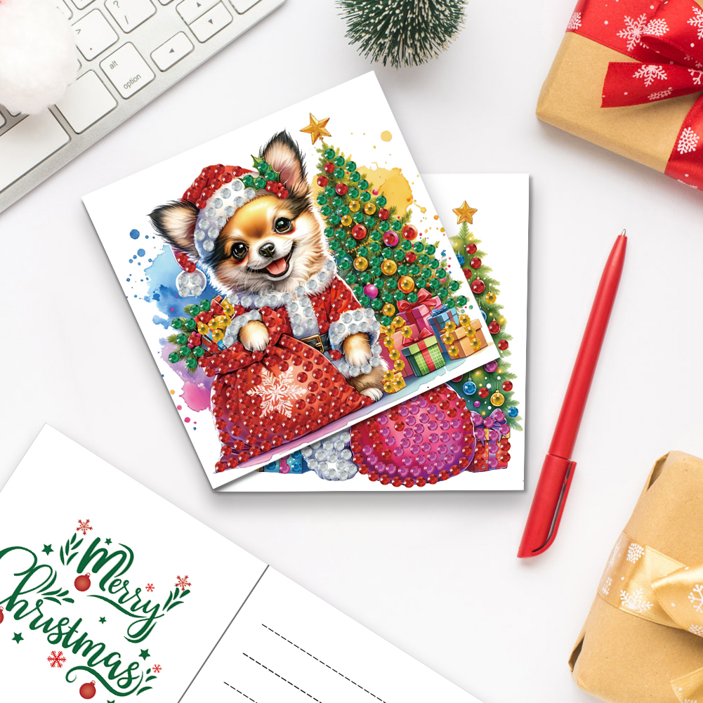 (Limited Stock)6Pcs DIY Diamond Painting Greeting Card - Xmas Animals