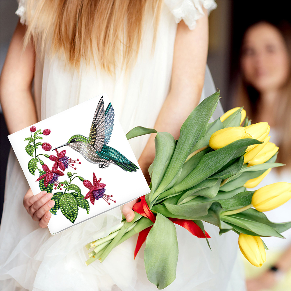 6Pcs DIY Diamond Painting Greeting Card - Hummingbird
