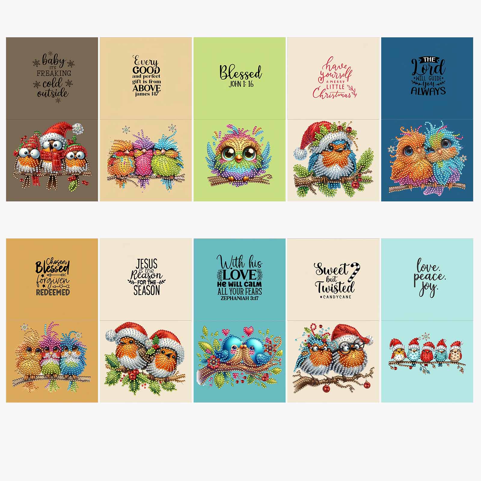 10Pcs DIY Diamond Painting Greeting Card - Birds