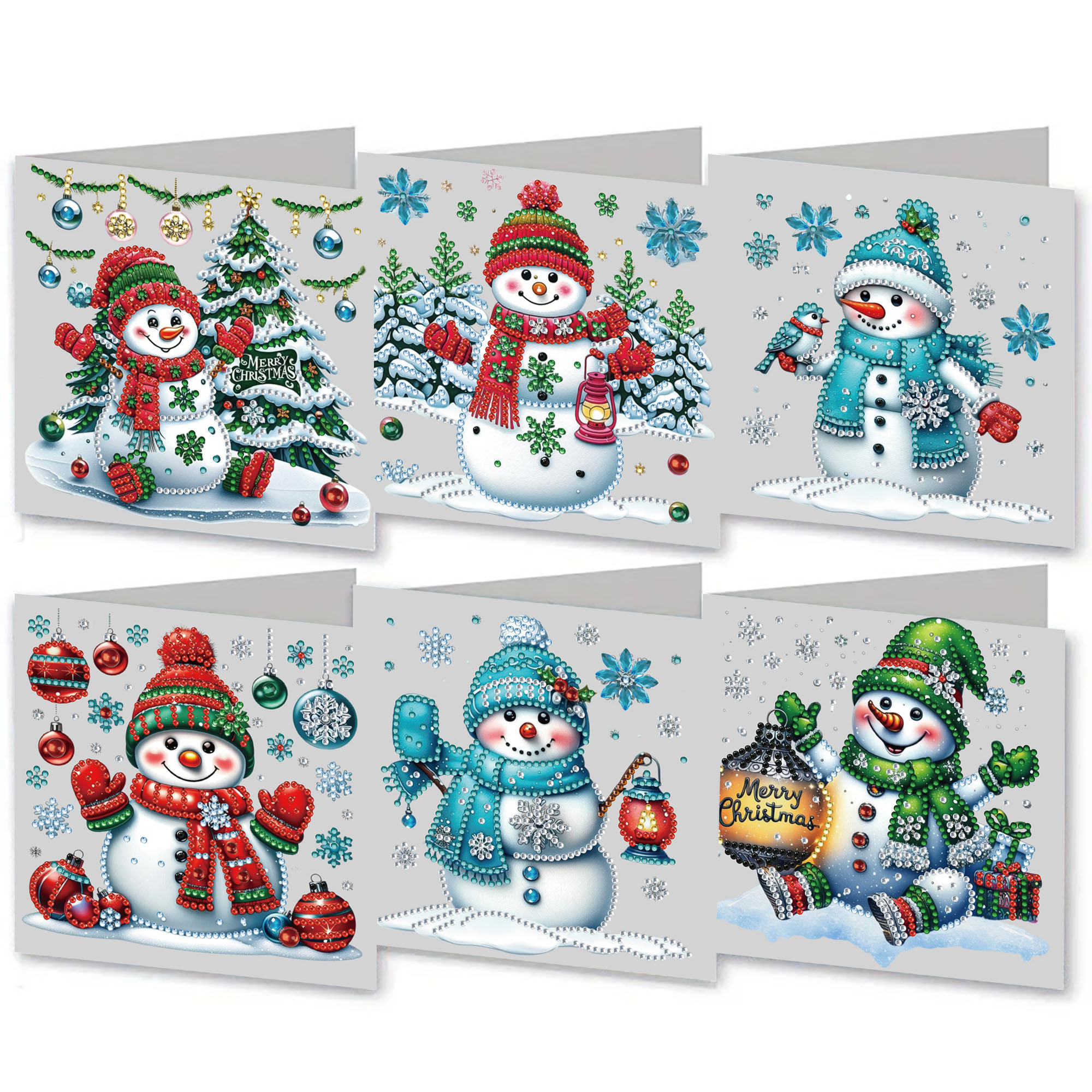 6Pcs DIY Diamond Painting Greeting Card - Snowman
