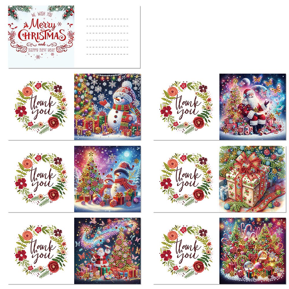 6Pcs DIY Diamond Painting Greeting Card - Christmas Series