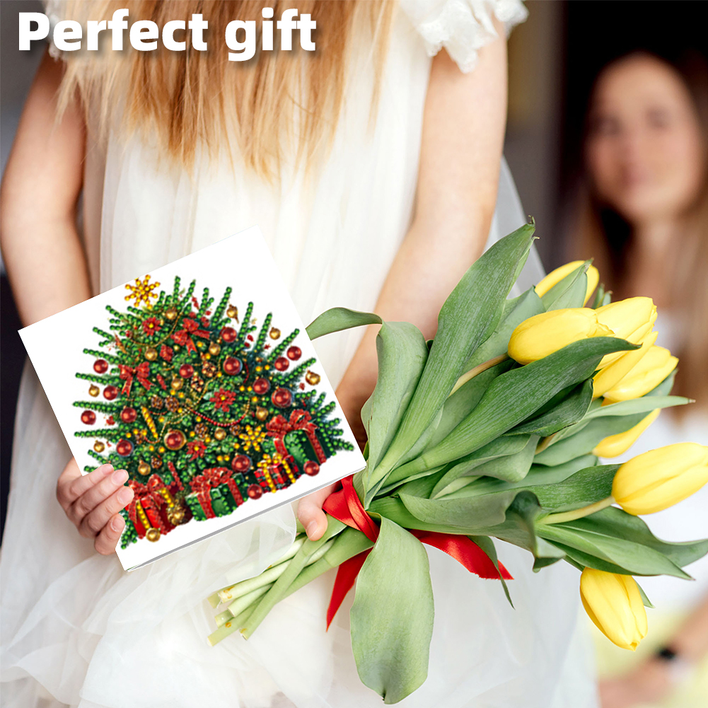 6Pcs DIY Diamond Painting Greeting Card - Christmas Tree