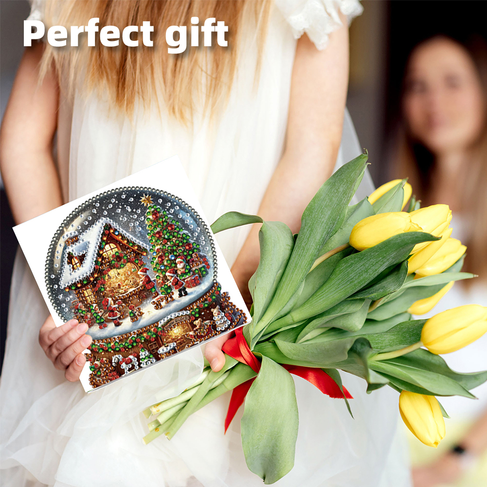 6Pcs DIY Diamond Painting Greeting Card - Xmas Crystal Ball