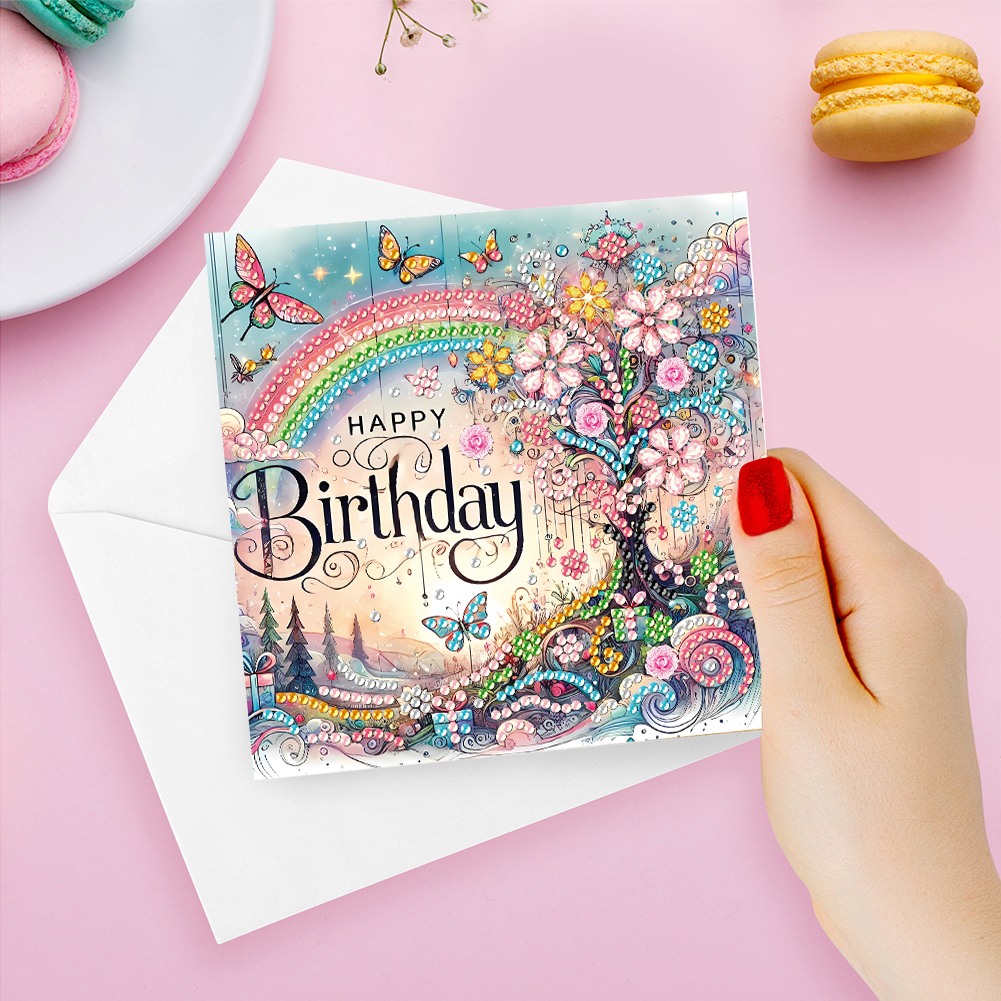 6Pcs DIY Diamond Painting Greeting Card - Birthday