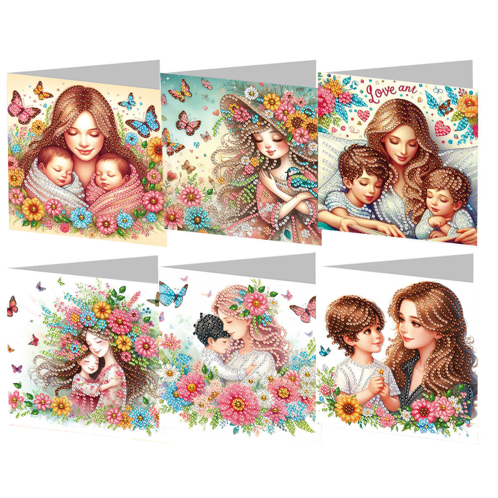 6Pcs DIY Diamond Painting Greeting Card - Happy Mothers Day