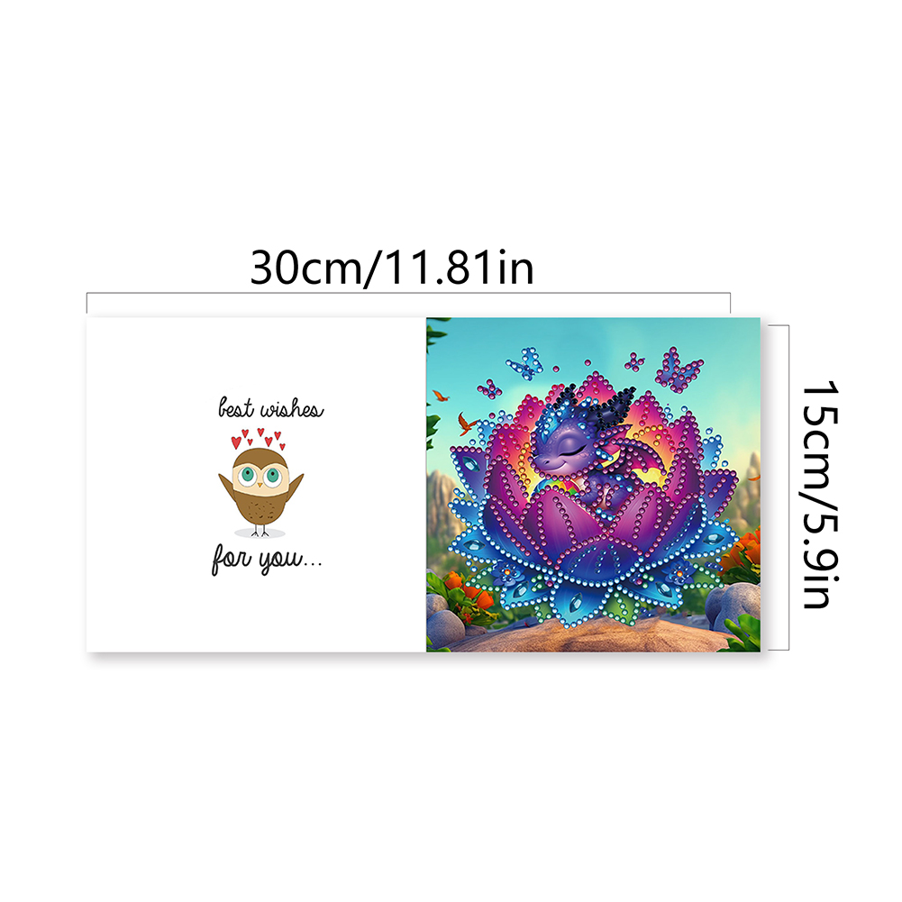 6Pcs DIY Diamond Painting Greeting Card - Bud Dragon