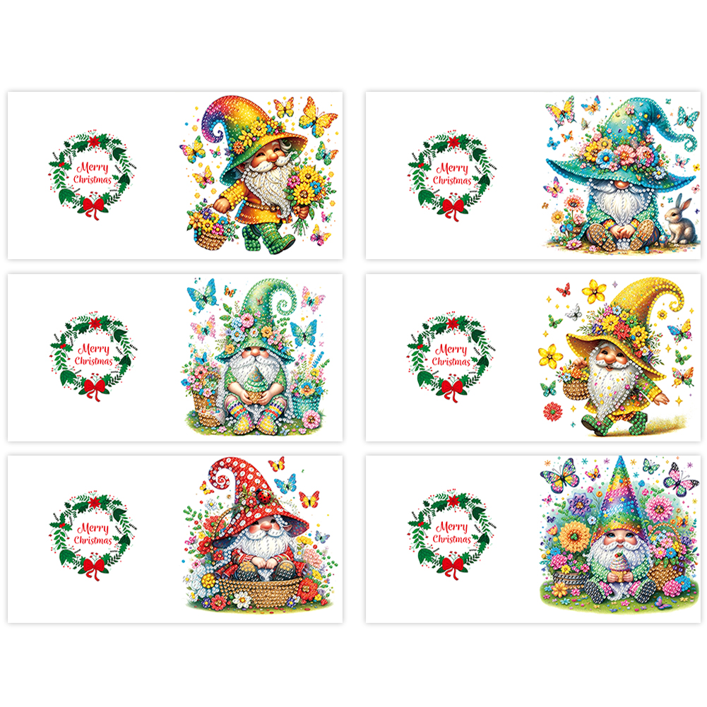 6Pcs DIY Diamond Painting Greeting Card - Gnome