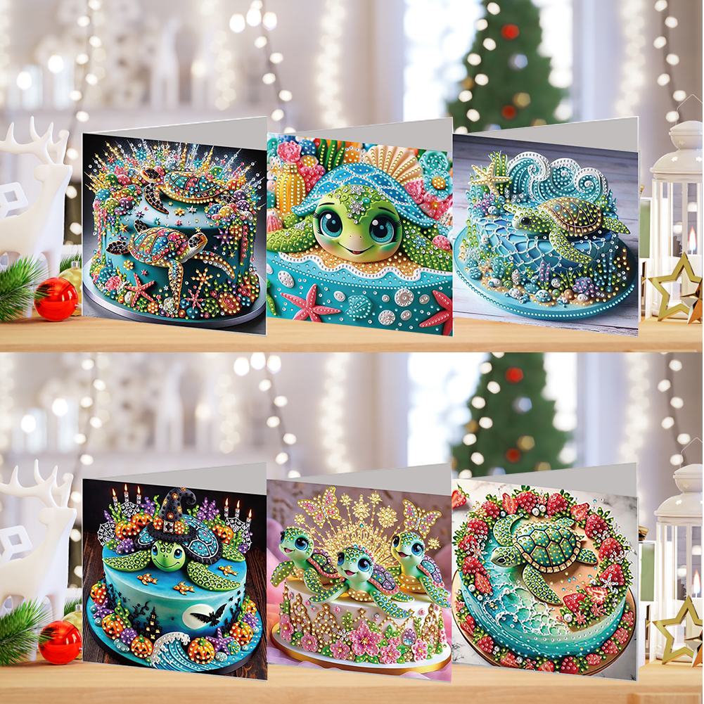 6Pcs DIY Diamond Painting Greeting Card - Turtle