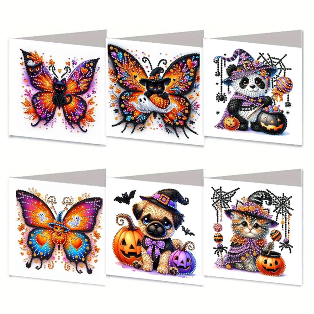 6Pcs DIY Diamond Painting Greeting Card - Halloween