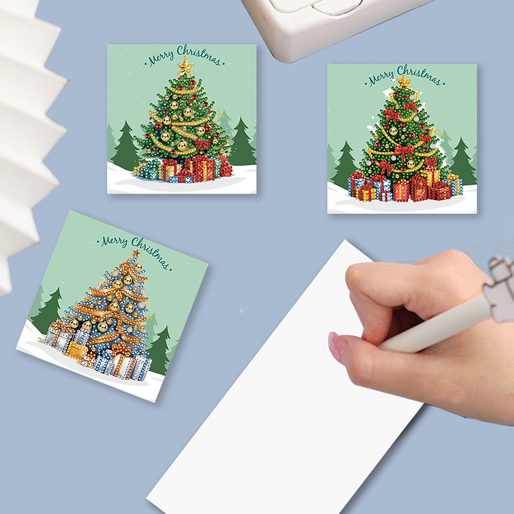8Pcs DIY Diamond Painting Greeting Card - Xmas Tree