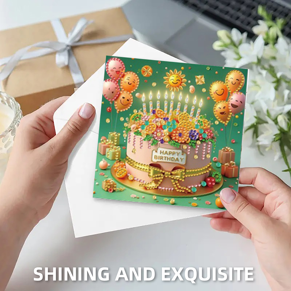 6Pcs DIY Diamond Painting Greeting Card - Birthday