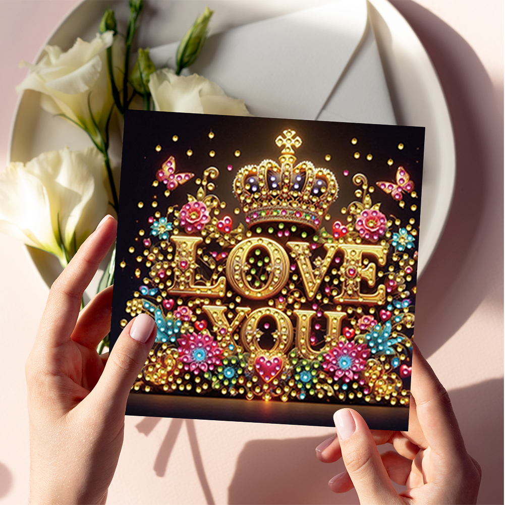 6Pcs DIY Diamond Painting Greeting Card - Love You