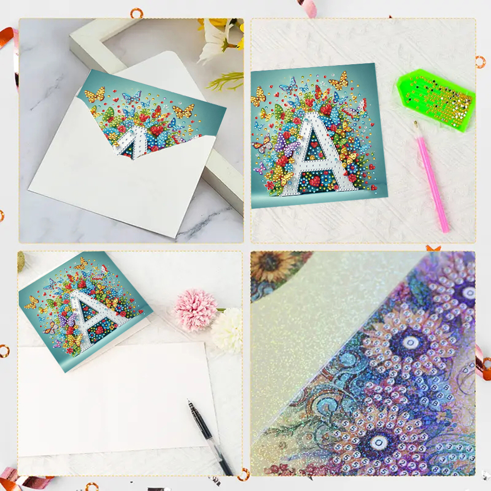 6Pcs DIY Diamond Painting Greeting Card - Letter