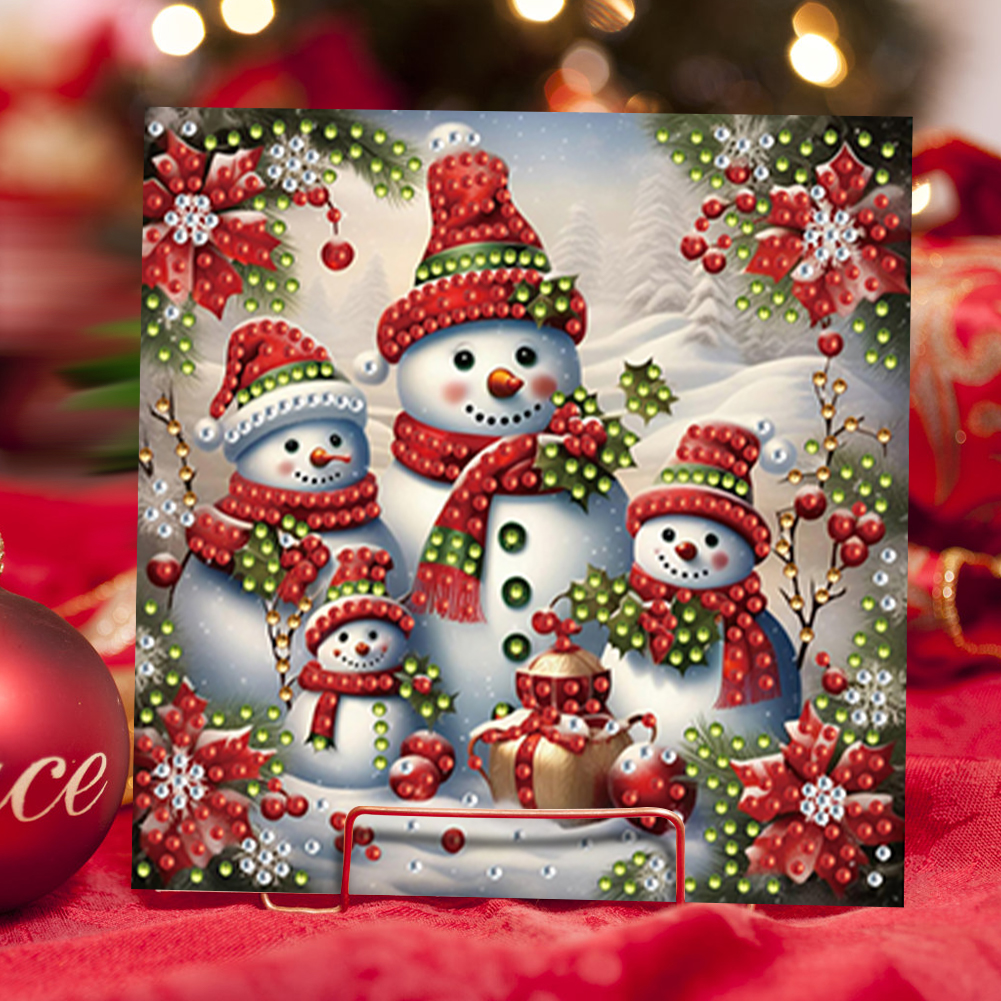 6Pcs DIY Diamond Painting Greeting Card - Snowman