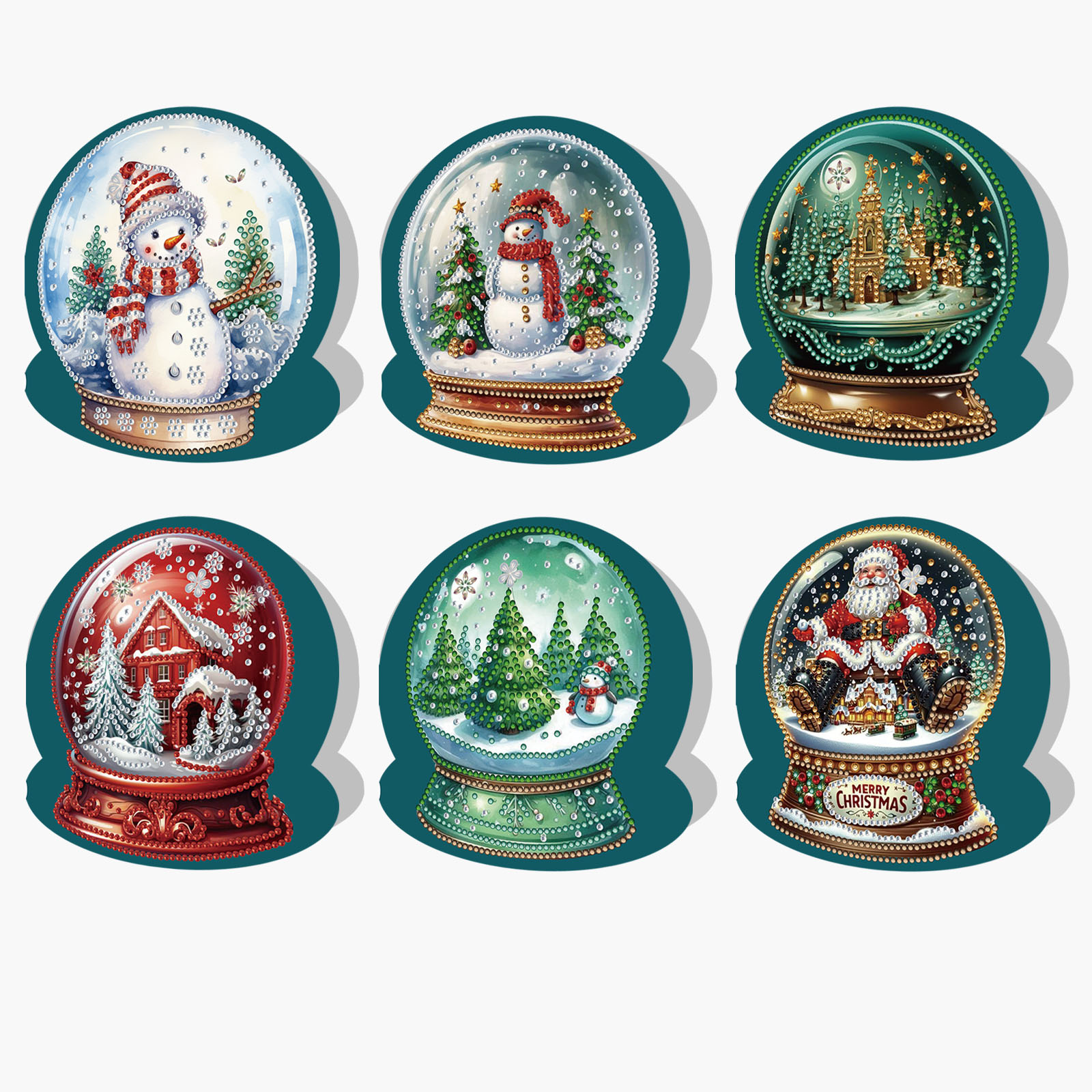6Pcs DIY Diamond Painting Greeting Card - Xmas Snow Globe