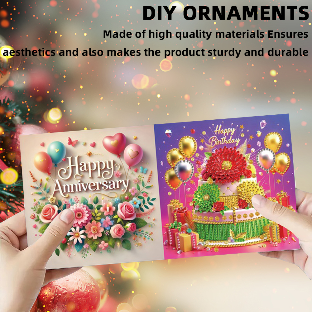 6Pcs DIY Diamond Painting Greeting Card - Birthday