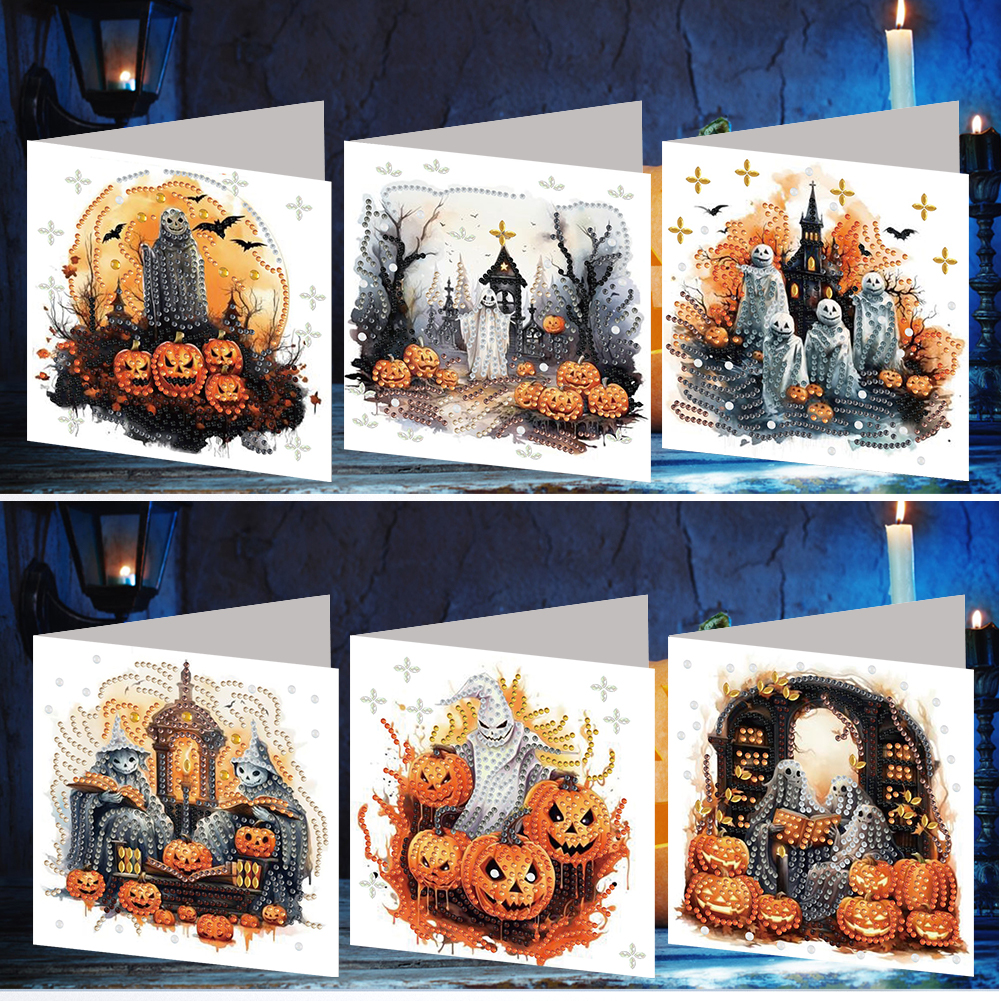 6Pcs DIY Diamond Painting Greeting Card - Halloween