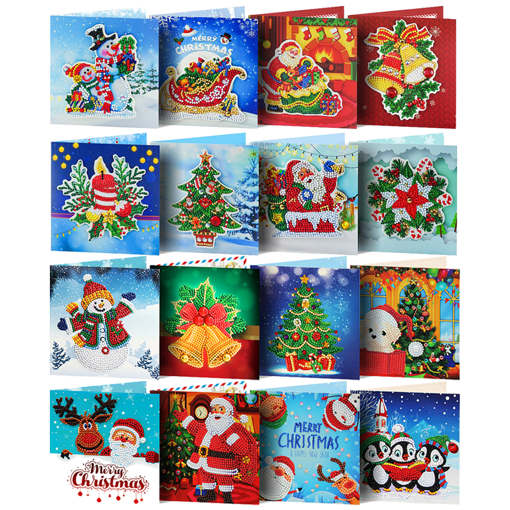 (Limited Stock)16pcs DIY Diamond Painting Greeting Card - Merry Christmas