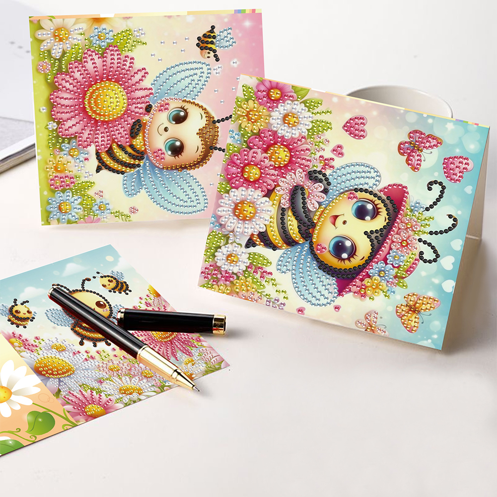 6Pcs DIY Diamond Painting Greeting Card - Bee Family