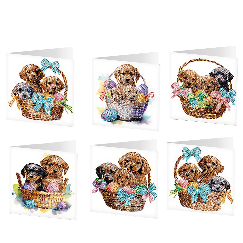 6Pcs DIY Diamond Painting Greeting Card - Easter Dog