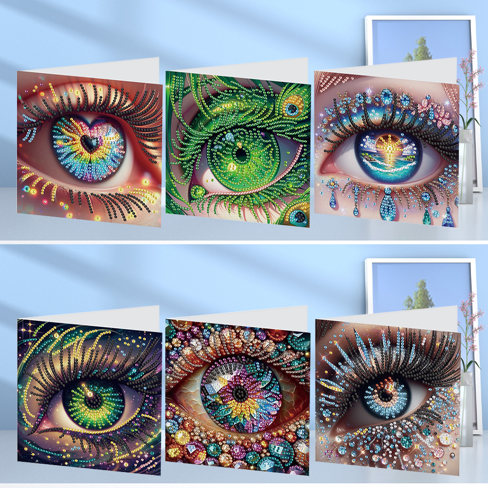 6Pcs DIY Diamond Painting Greeting Card - Eyes