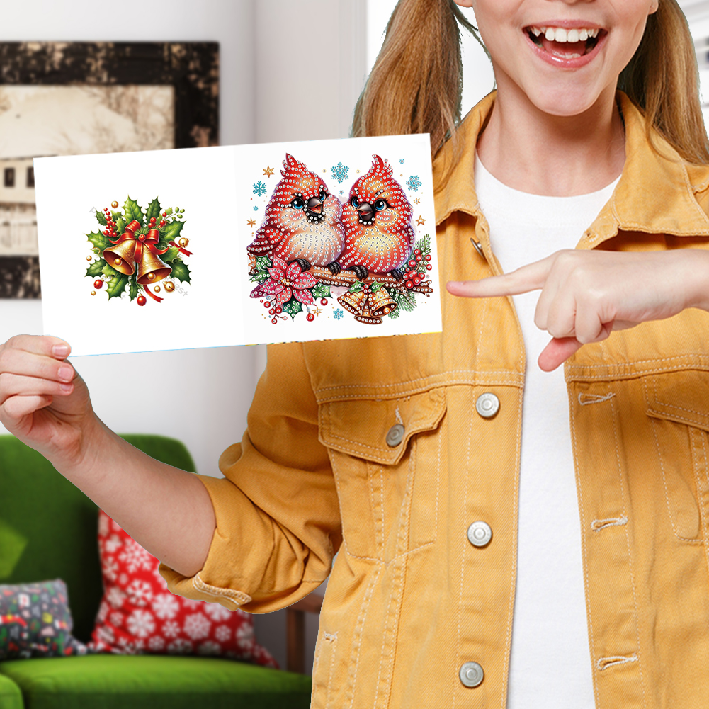 6Pcs DIY Diamond Painting Greeting Card - Cardinal