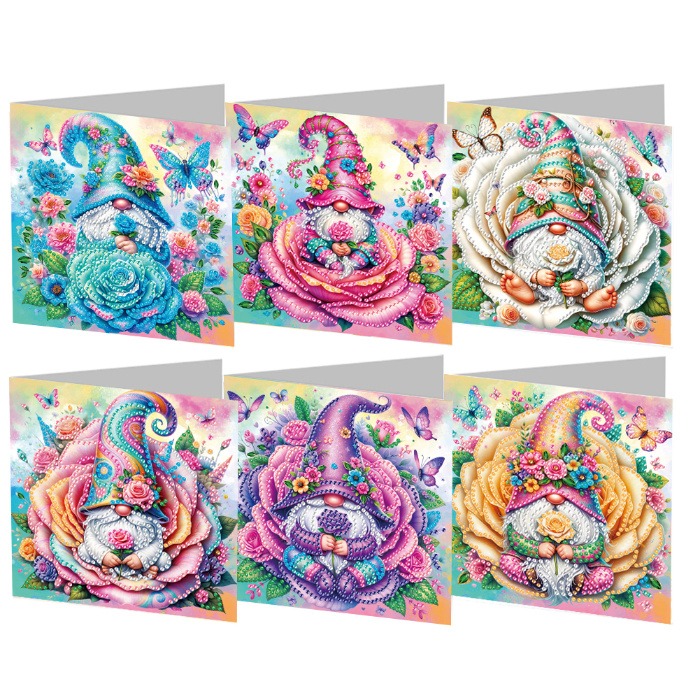 6Pcs DIY Diamond Painting Greeting Card - Gnome