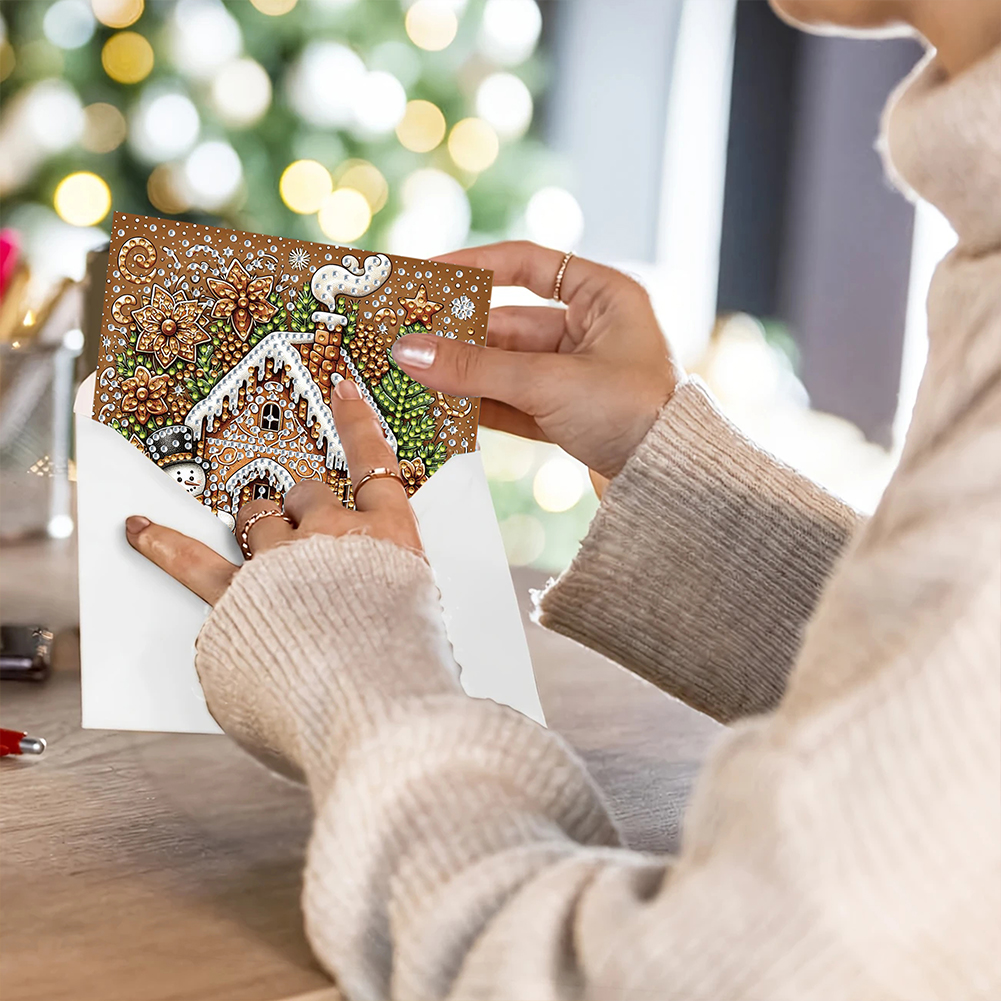 6Pcs DIY Diamond Painting Greeting Card - Gingerbread Man