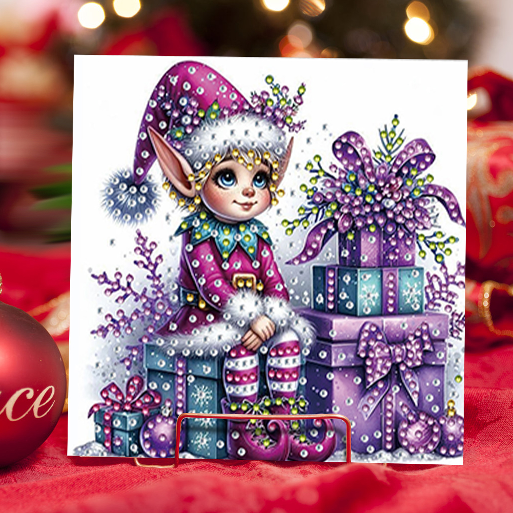6Pcs DIY Diamond Painting Greeting Card - Purple Elf