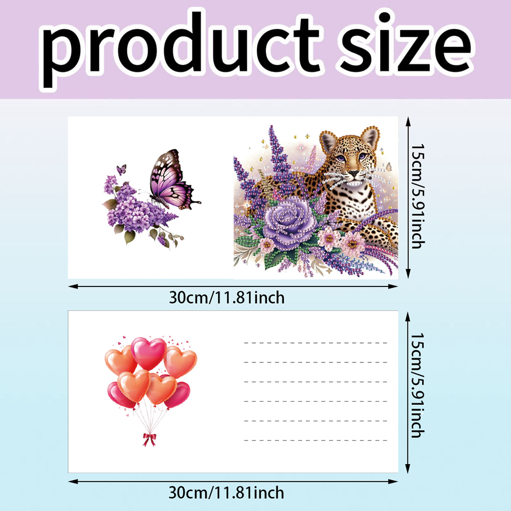 6Pcs DIY Diamond Painting Greeting Card - Tortoise Leopard