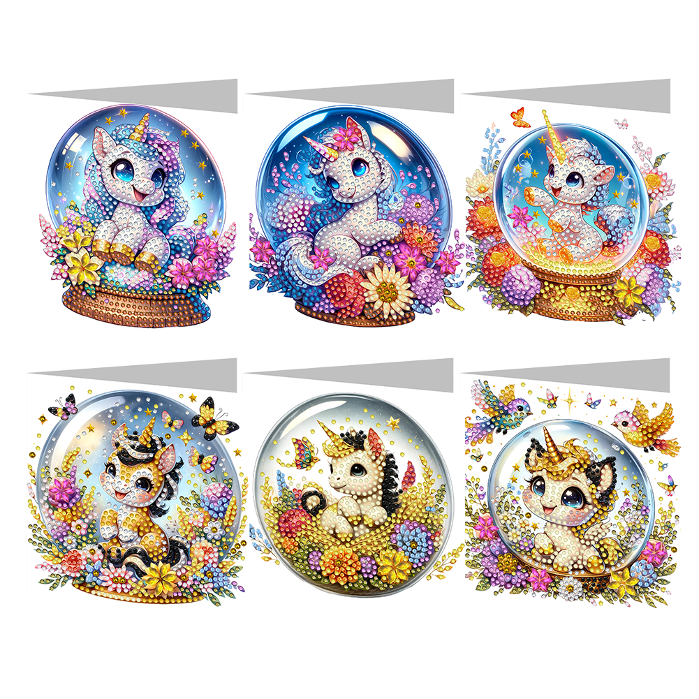 (Limited Stock)6Pcs DIY Diamond Painting Greeting Card - Crystal Ball Horse