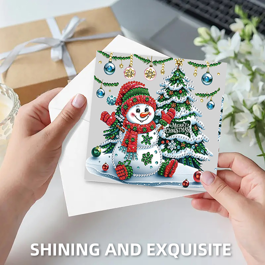 6Pcs DIY Diamond Painting Greeting Card - Snowman