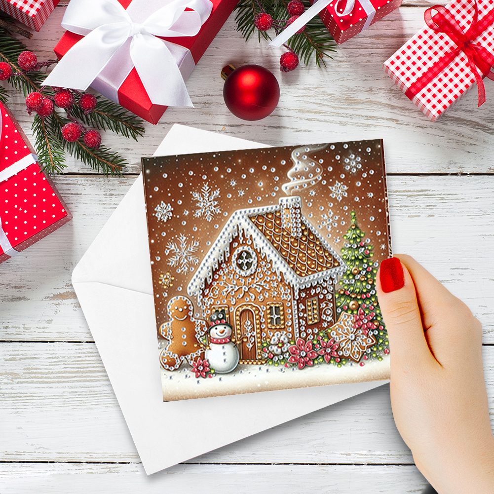 6Pcs DIY Diamond Painting Greeting Card - Gingerbread Man