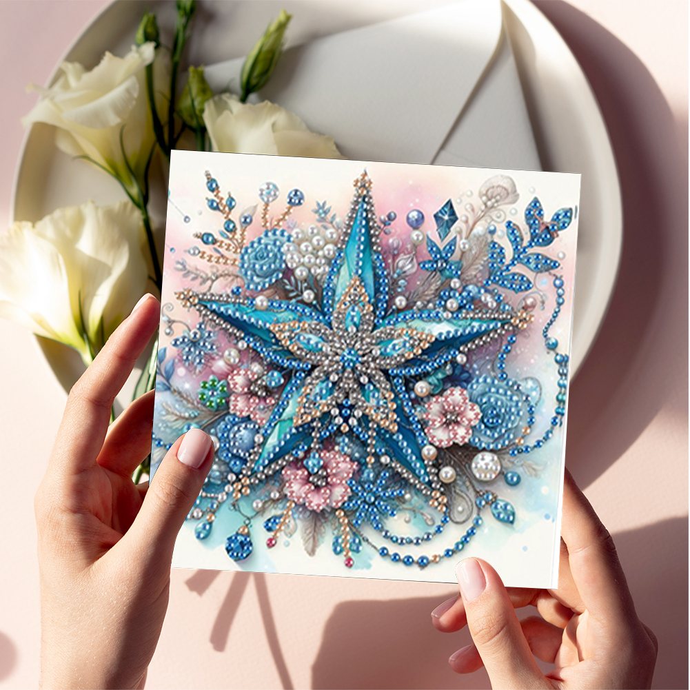 6Pcs DIY Diamond Painting Greeting Card - Xmas Ball Star