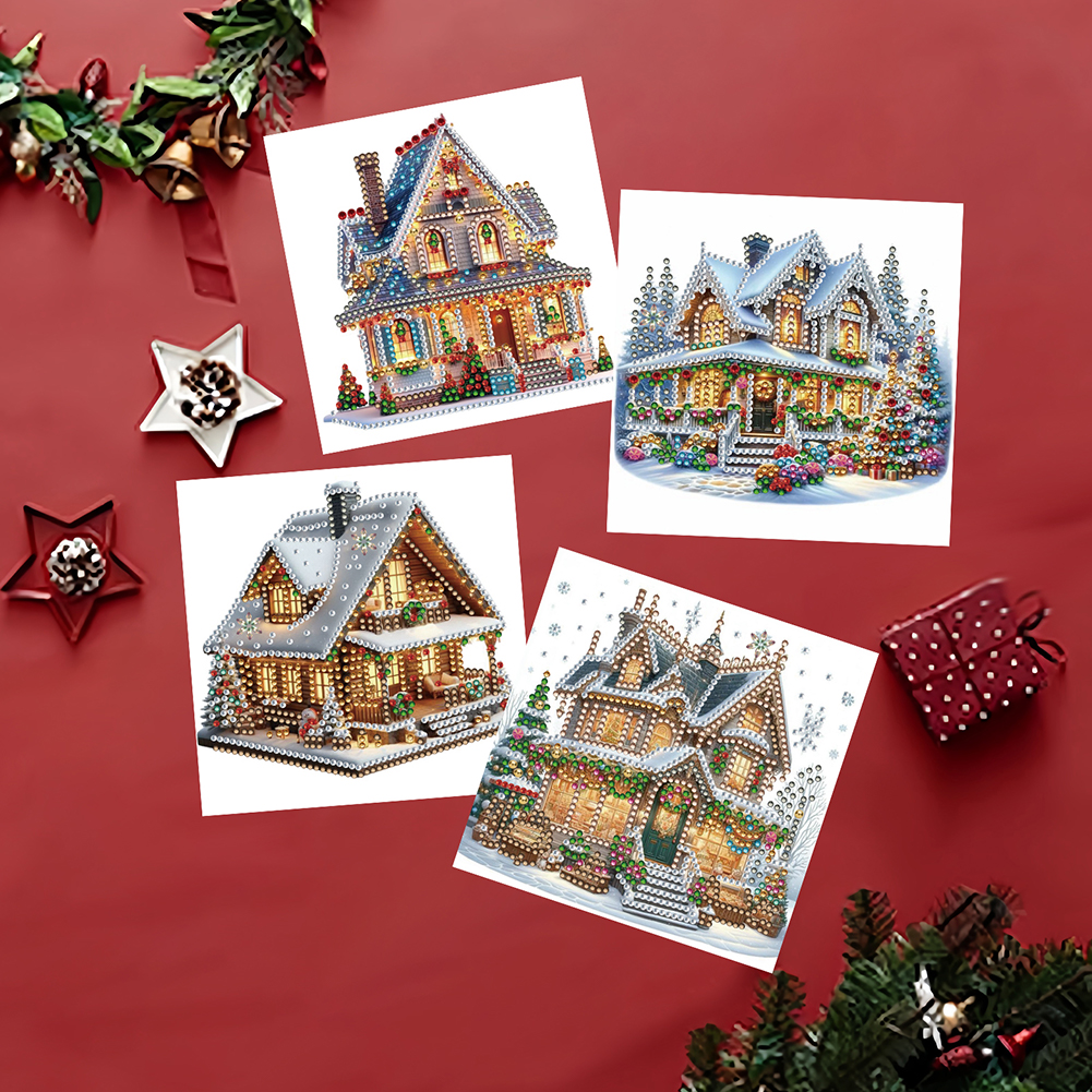 6Pcs DIY Diamond Painting Greeting Card - Xmas House