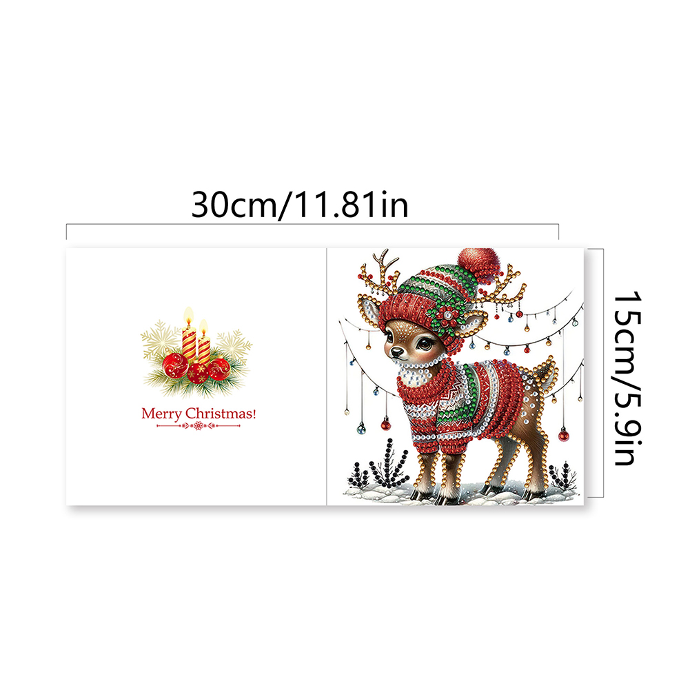 6Pcs DIY Diamond Painting Greeting Card - Moose Snowman