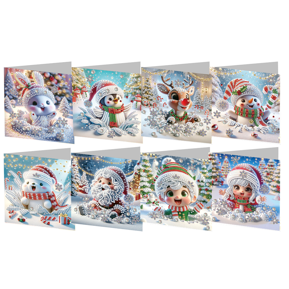 8Pcs DIY Diamond Painting Greeting Card - Christmas