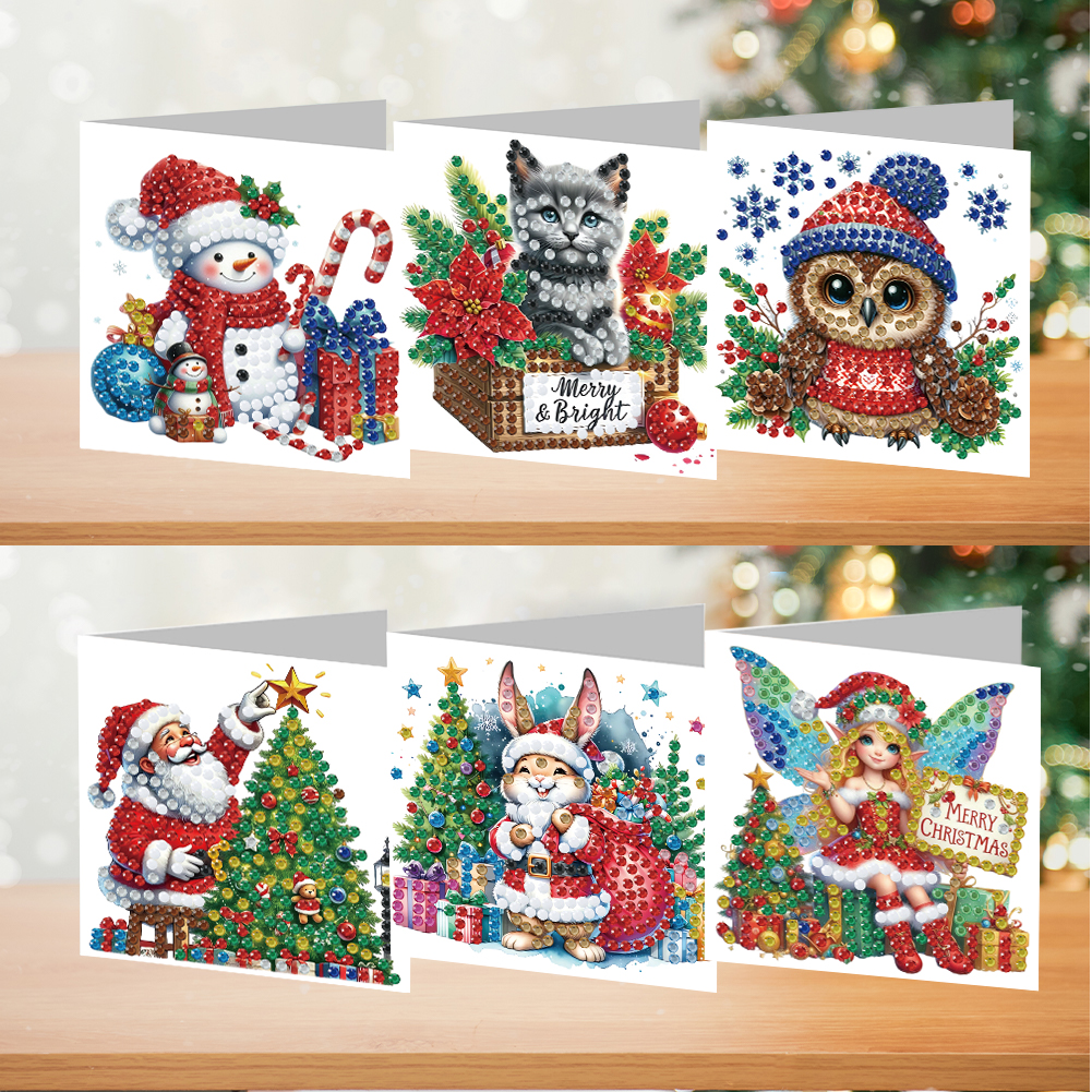(Limited Stock)6Pcs DIY Diamond Painting Greeting Card - Merry Christmas