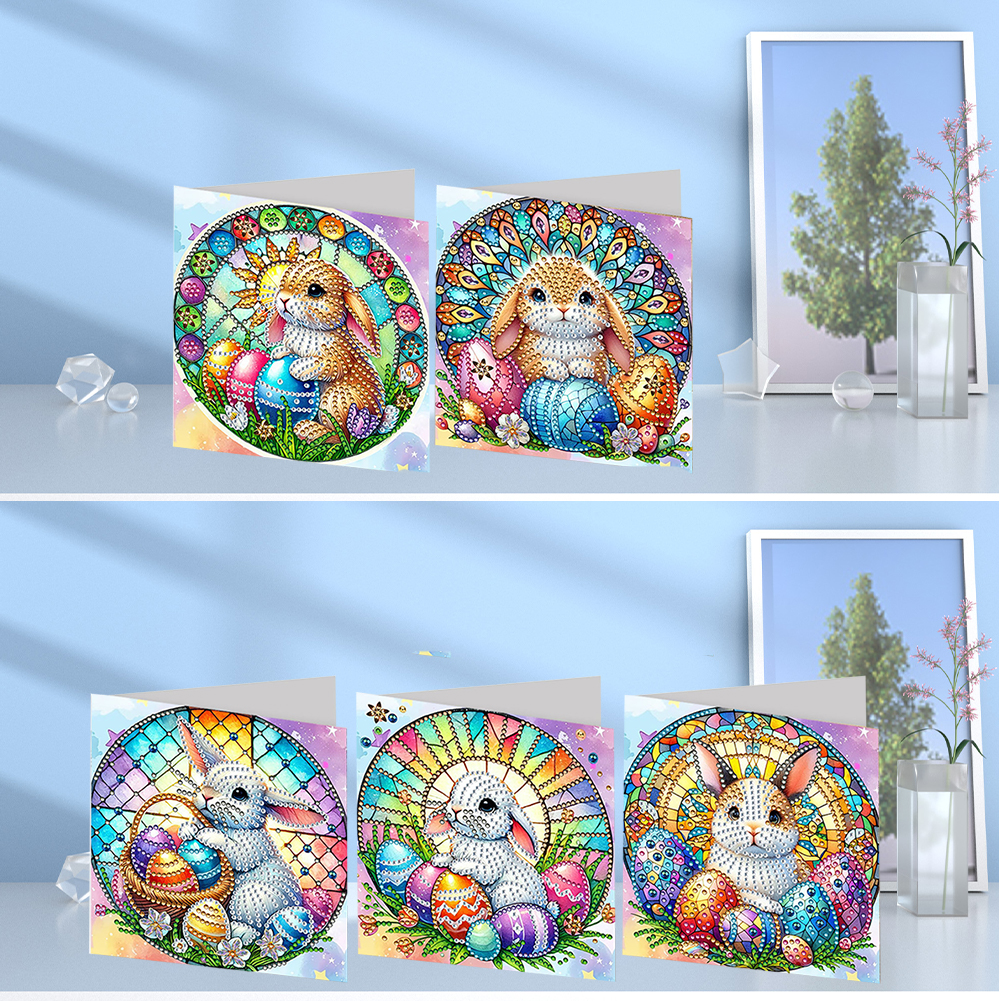 5pcs DIY Diamond Painting Greeting Card - Easter Rabbits