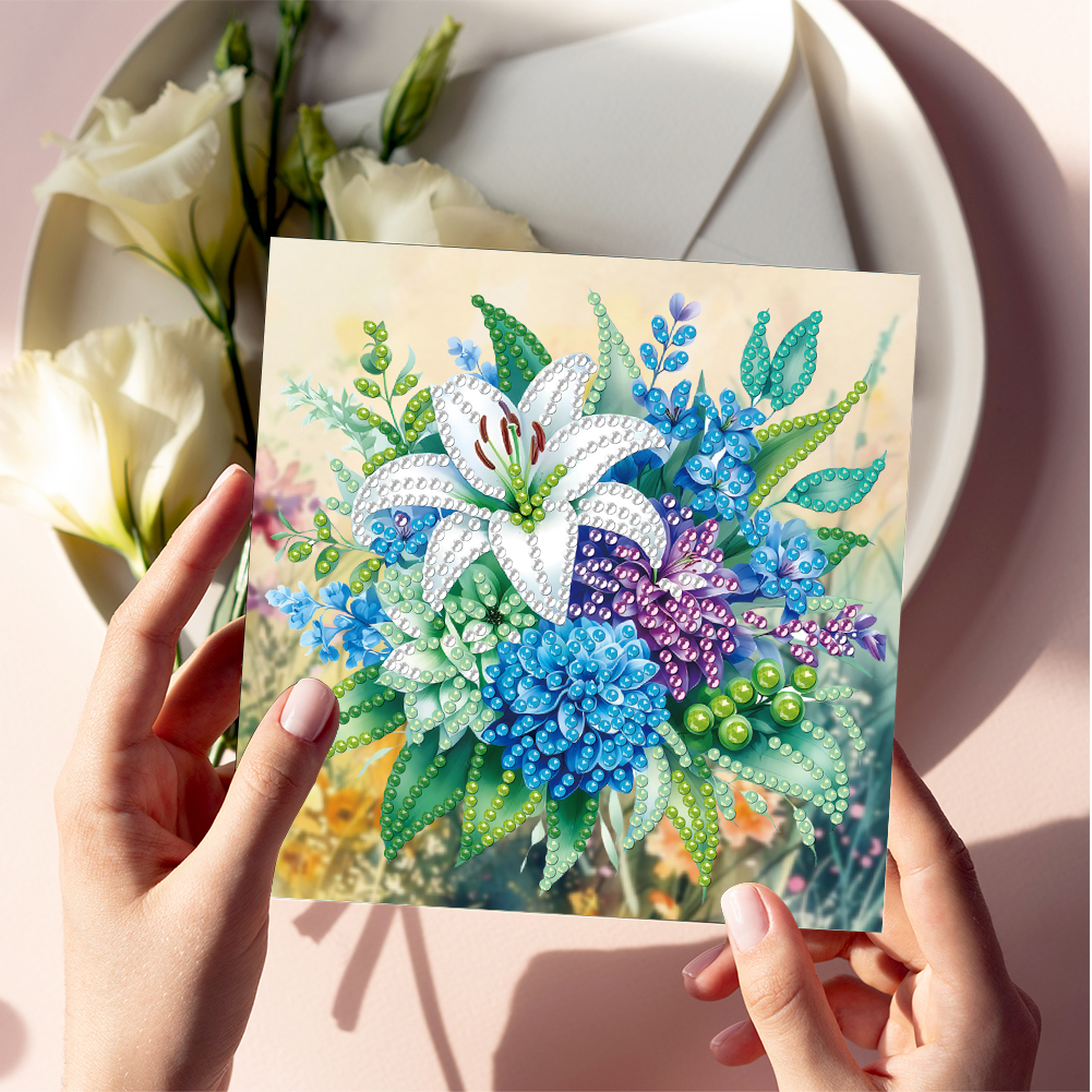 6Pcs DIY Diamond Painting Greeting Card - Flower