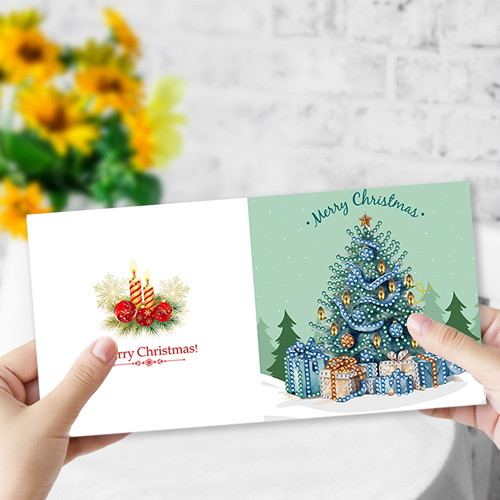 8Pcs DIY Diamond Painting Greeting Card - Xmas Tree