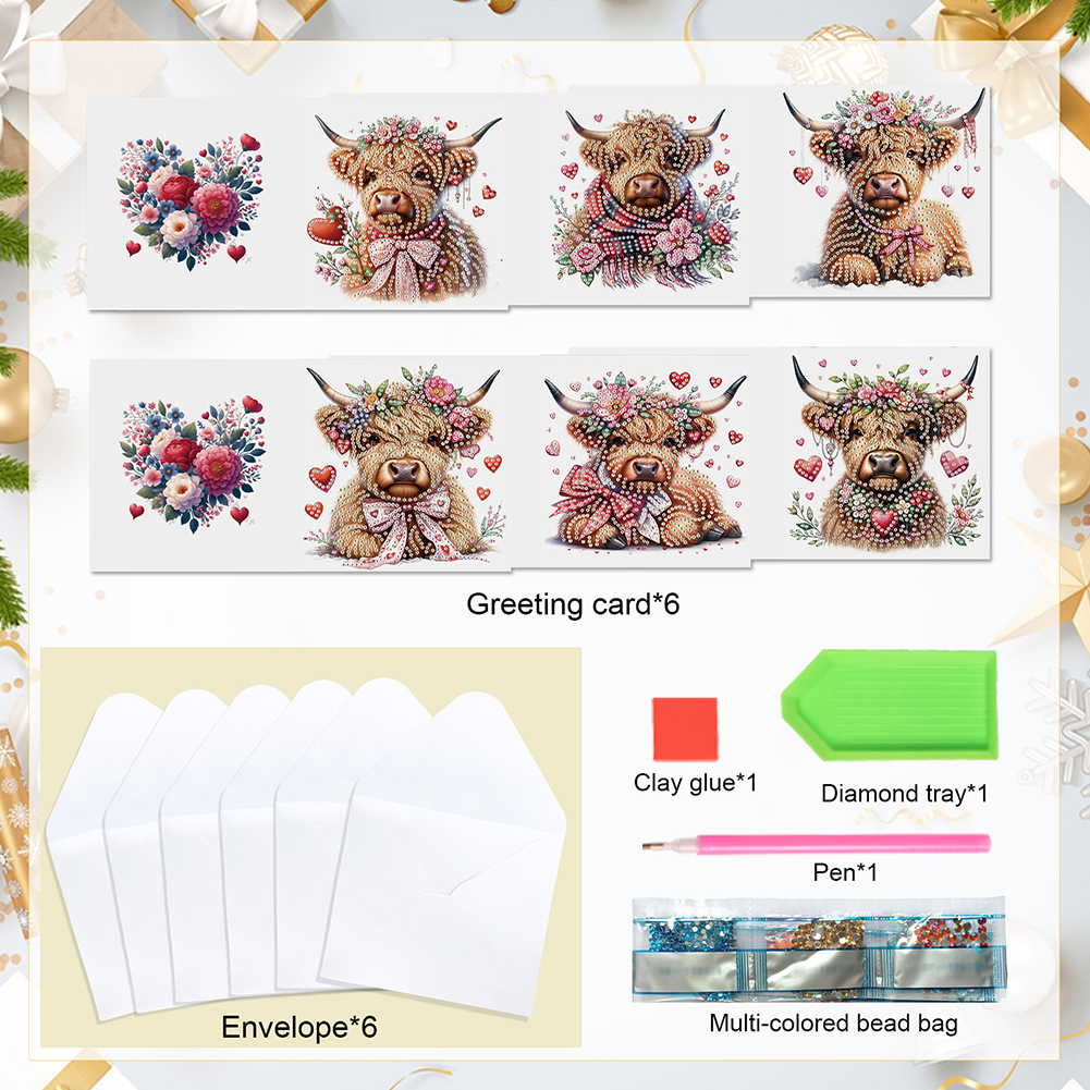 6Pcs DIY Diamond Painting Greeting Card - Love Yak